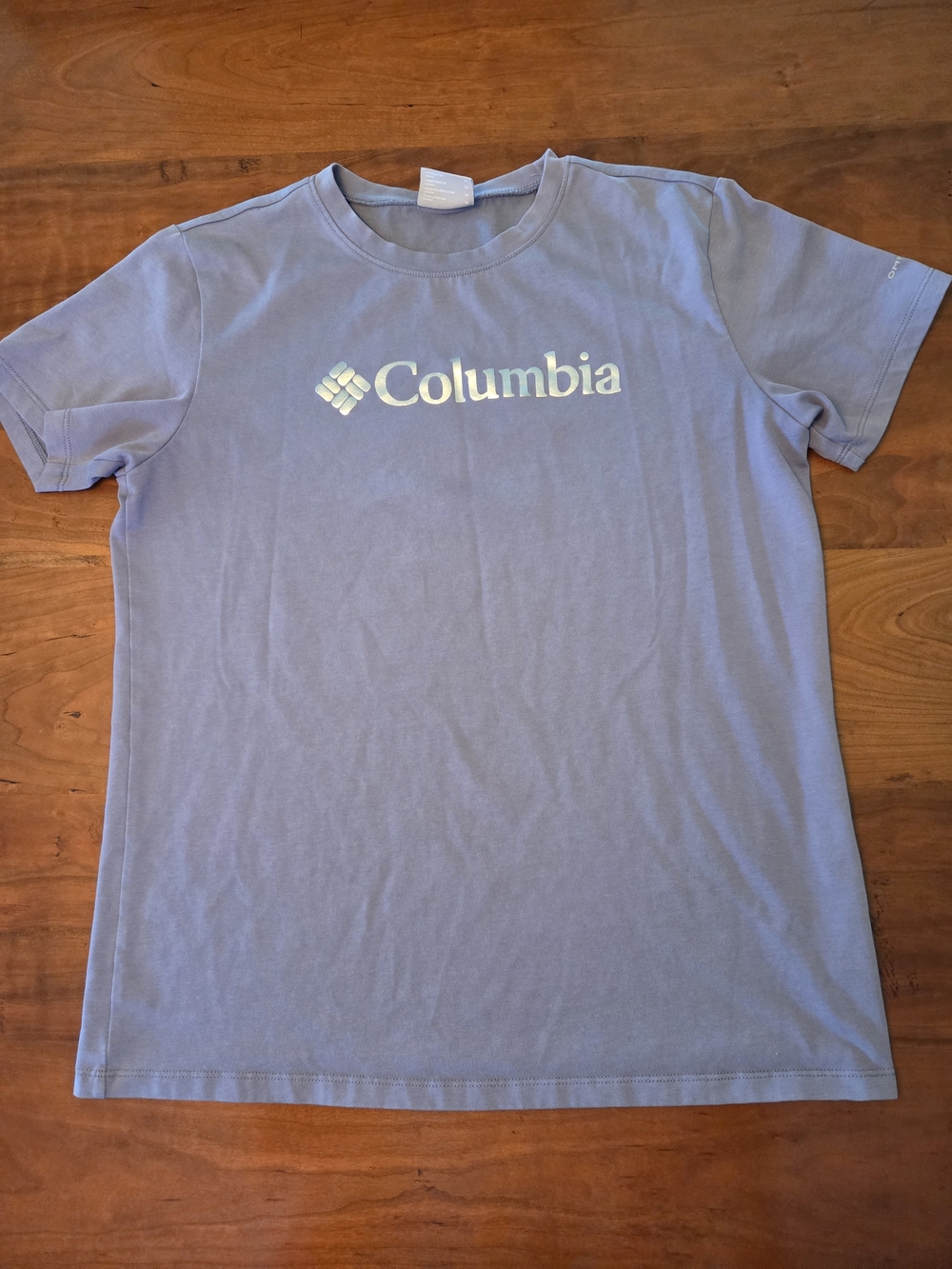Columbia Woman's Short Sleeve Tee — Light Blue Logo